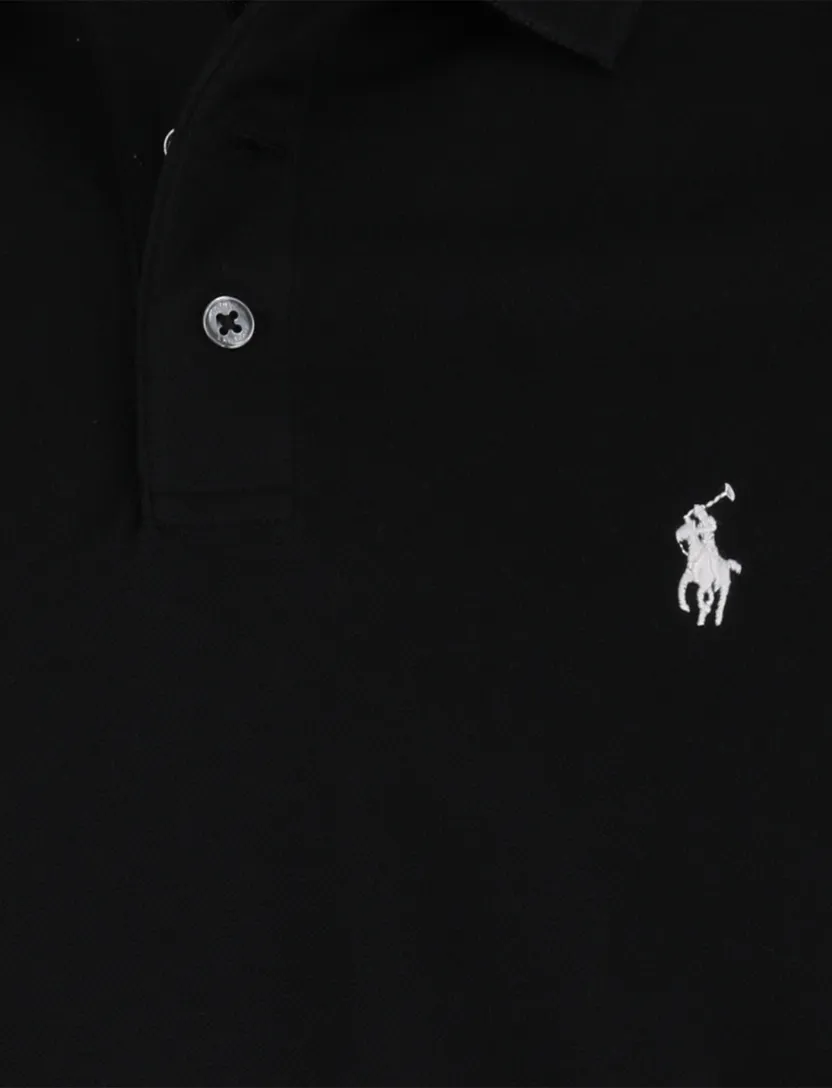 Zwarte Polo Polo Ralph Lauren Custom Slim Fit eenkleurig wit logo