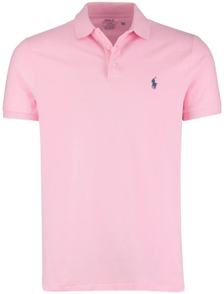 Polo Ralph Lauren Custom Slim Fit Polo Roze effen paars logo