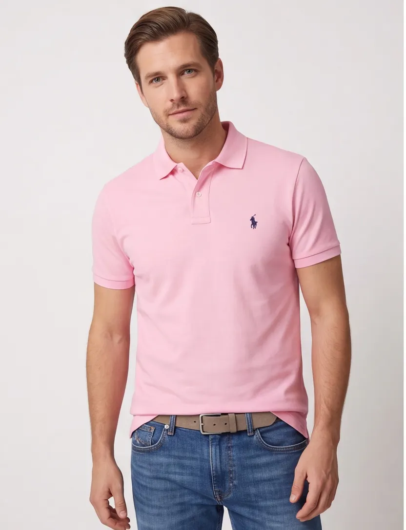 Roze Polo Polo Ralph Lauren Custom Slim Fit eenkleurig paars logo