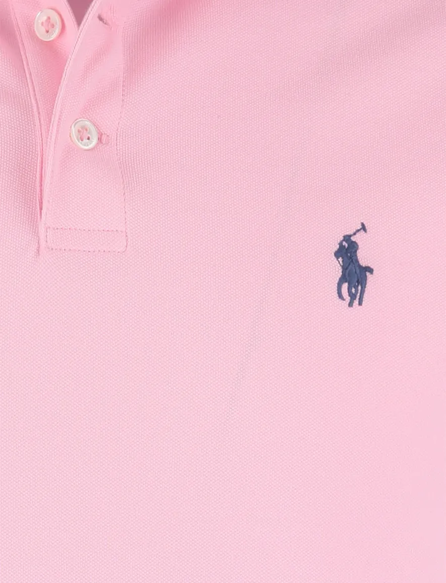 Polo Ralph Lauren Custom Slim Fit Polo Roze effen paars logo
