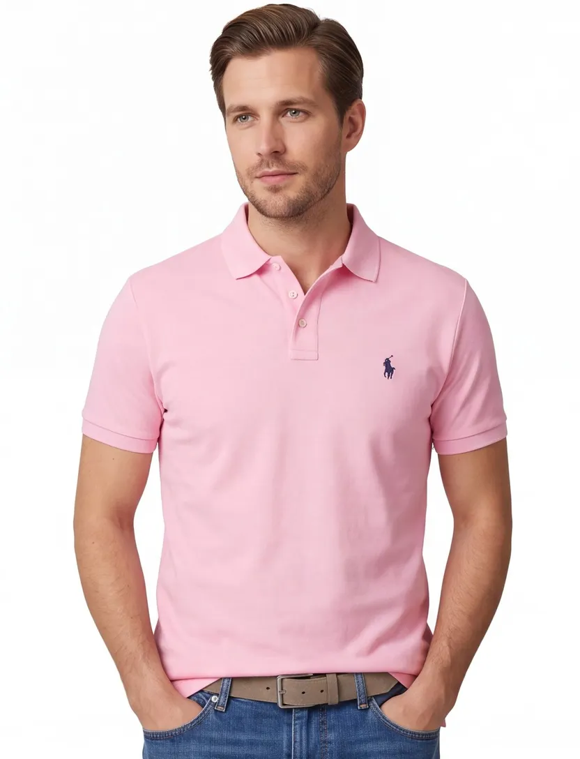 Roze Polo Polo Ralph Lauren Custom Slim Fit eenkleurig paars logo