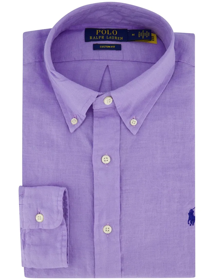 Overhemd paars Polo Ralph Lauren linnen normale fit