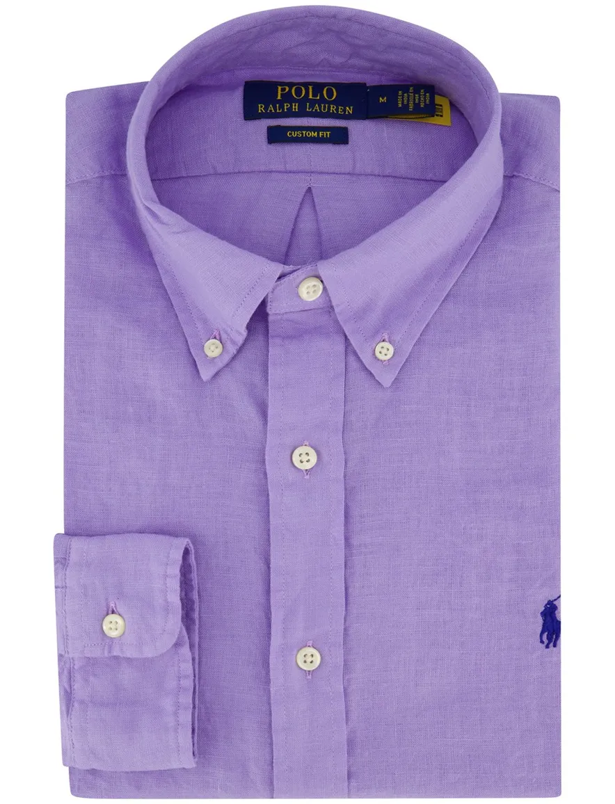Paars overhemd Polo Ralp Lauren Custom fit linnen