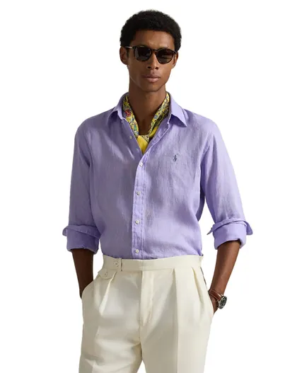 Polo Ralph Lauren Overhemd paars Polo Ralph Lauren linnen normale fit