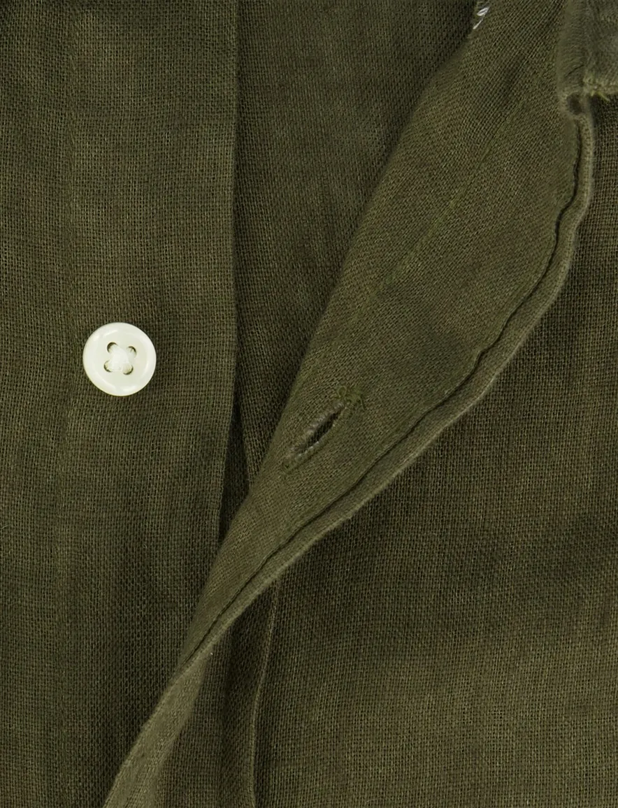 Olijfgroen overhemd Polo Ralph Lauren linnen