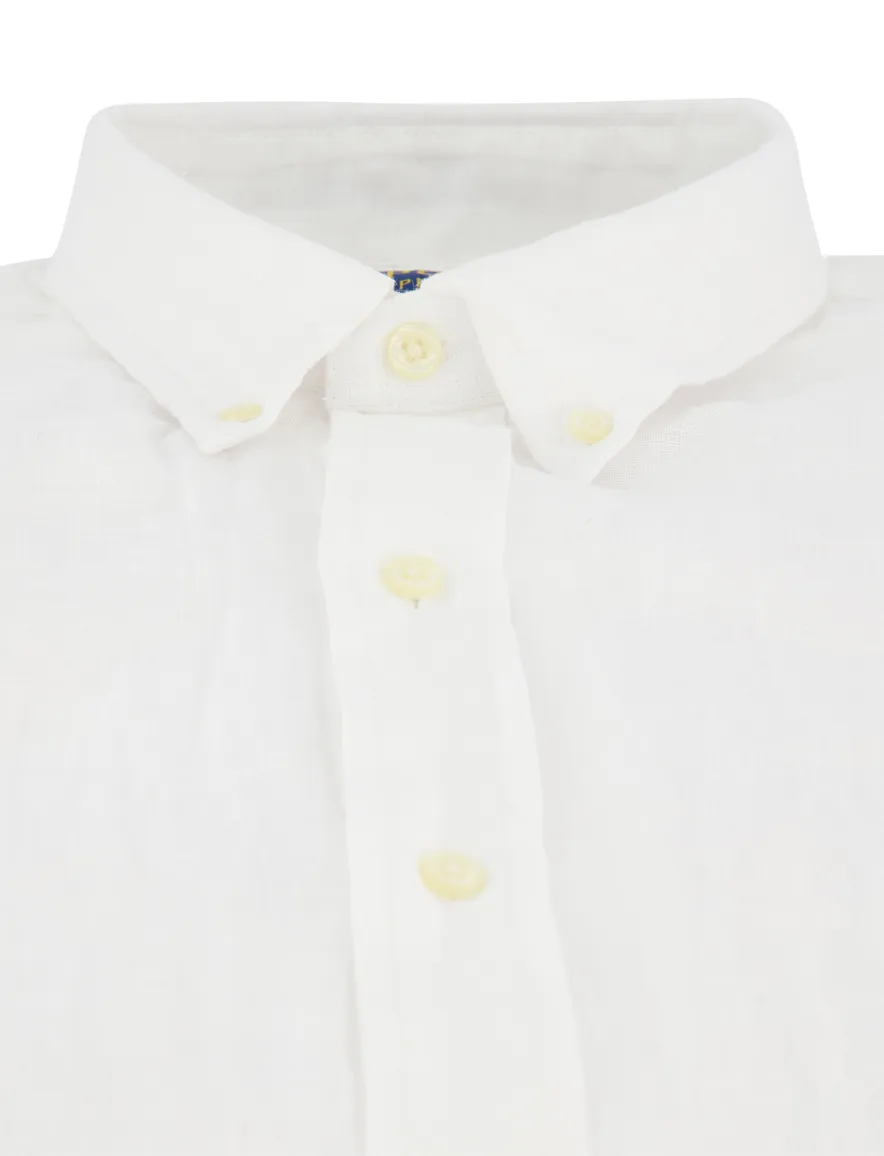 Polo Ralph Lauren Custom Fit overhemd korte mouw wit linnen