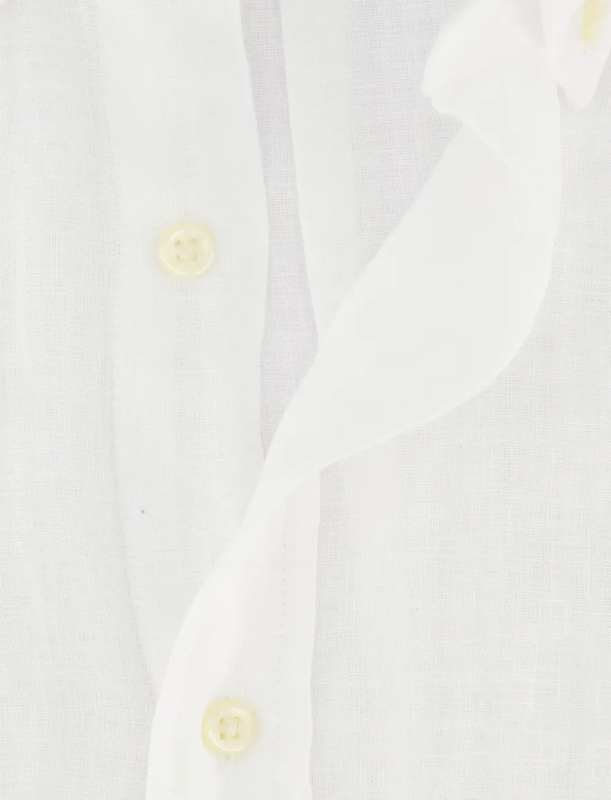 Polo Ralph Lauren Custom Fit overhemd korte mouw wit linnen