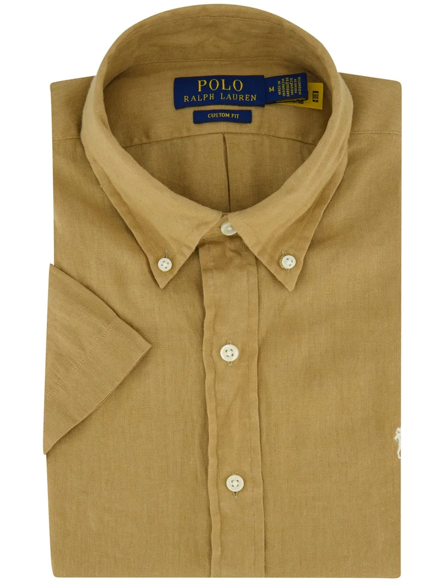 Polo Ralph Lauren overhemd bruin korte mouw normale fit