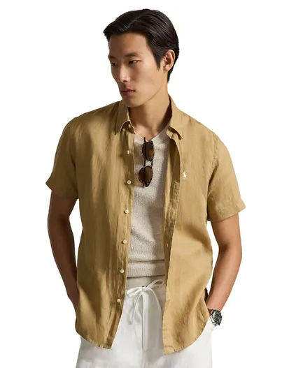 Polo Ralph Lauren Bruin overhemd Polo Ralph Lauren korte mouw button down boord