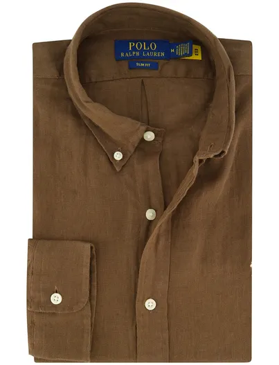 Polo Ralph Lauren Polo Ralph Lauren overhemd bruin slim fit button down boord