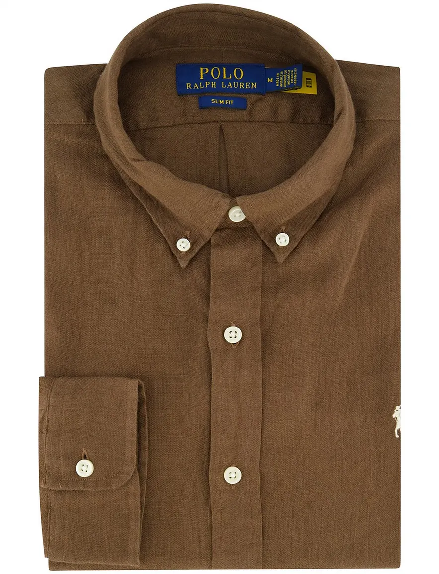 Polo Ralph Lauren overhemd bruin slim fit button down boord