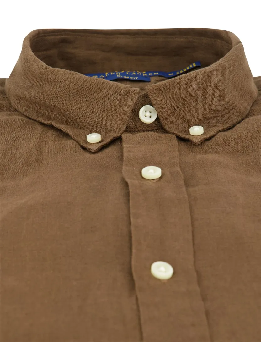 Overhemd linnen bruin Polo Ralph Lauren