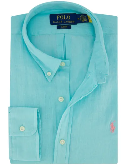 Polo Ralph Lauren Polo Ralph Lauren overhemd turquoise linnen