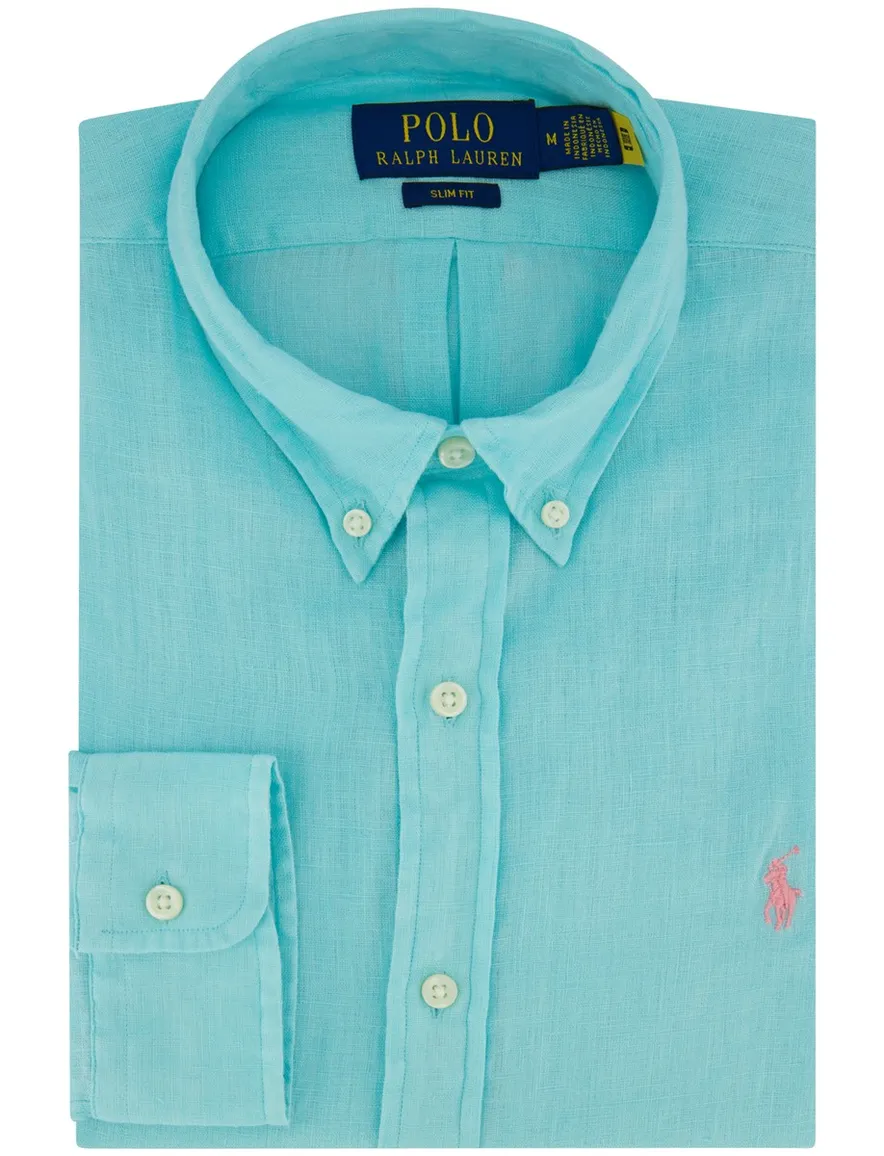 Polo Ralph Lauren overhemd turquoise linnen