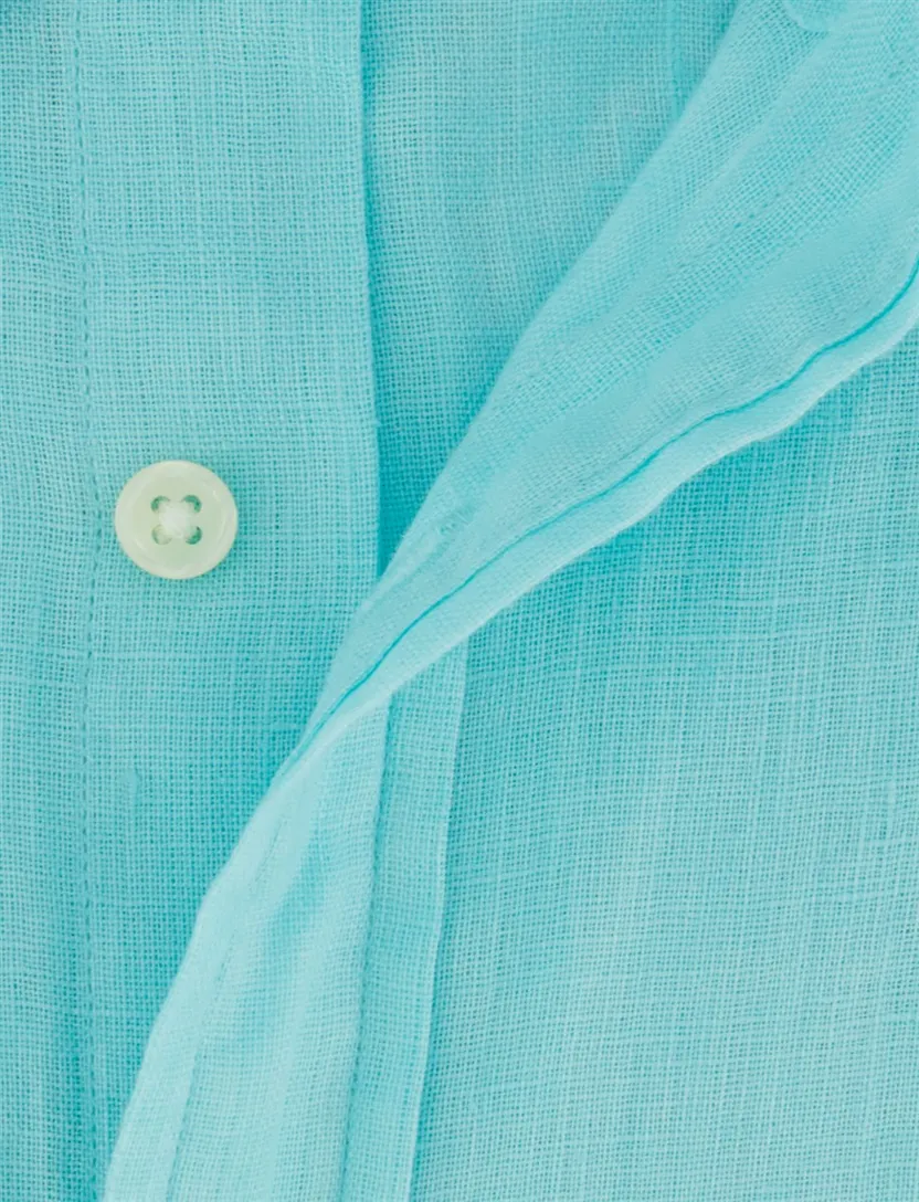 Overhemd turquoise Polo Ralph Lauren slim fit linnen