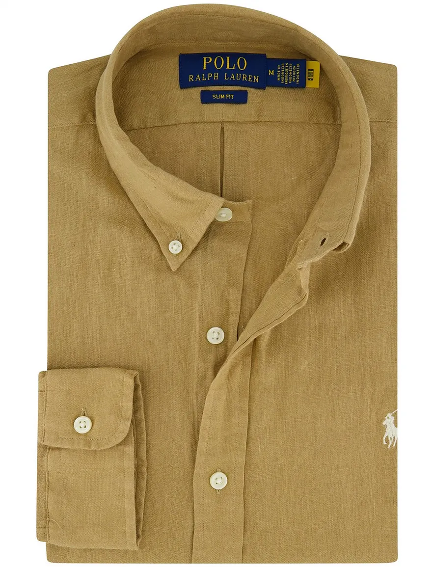 Polo Ralph Lauren overhemd lichtbruin slim fit