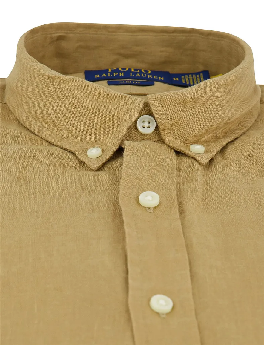 Polo Ralph Lauren overhemd lichtbruin slim fit