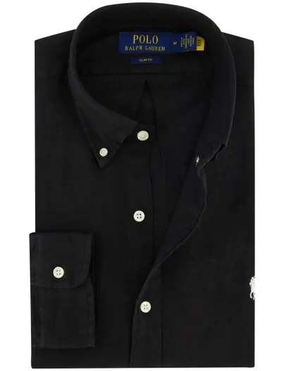 Polo Ralph Lauren Overhemd Polo Ralph Lauren Slim Fit zwart linnen