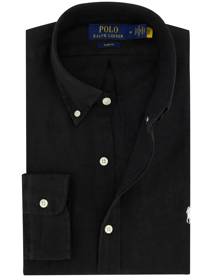 Polo Ralph Lauren Slim fit overhemd zwart linnen