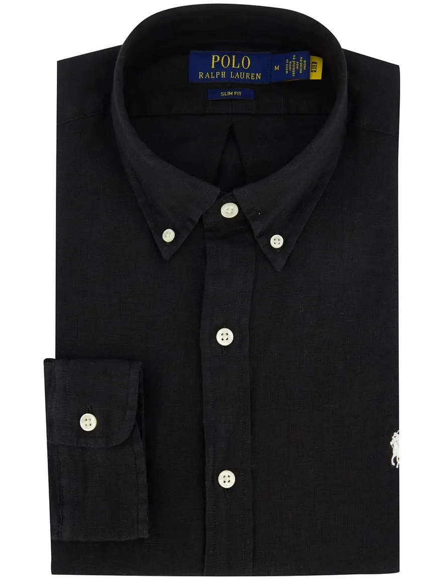 Polo Ralph Lauren Slim fit overhemd zwart linnen