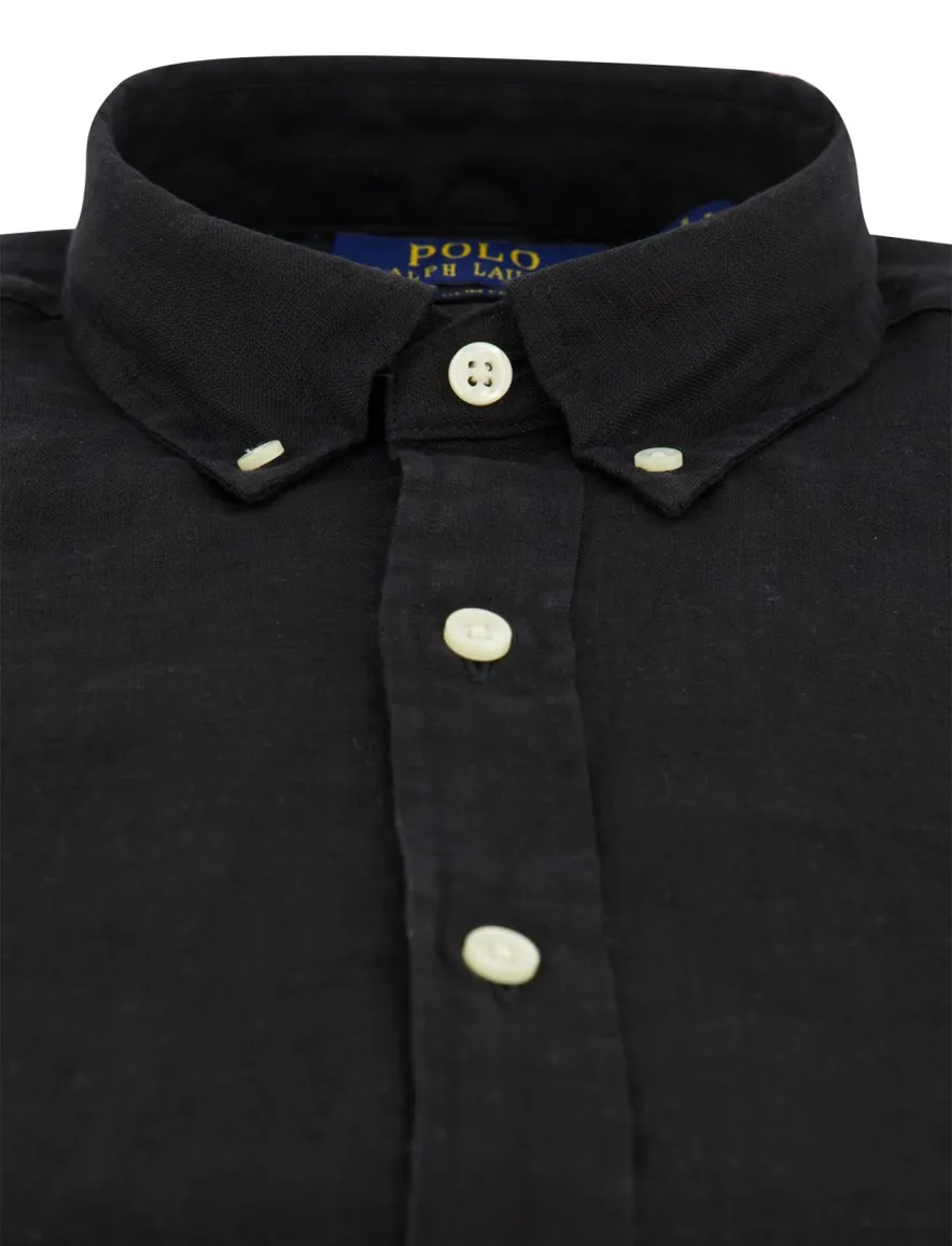 Overhemd Polo Ralph Lauren Slim Fit zwart linnen