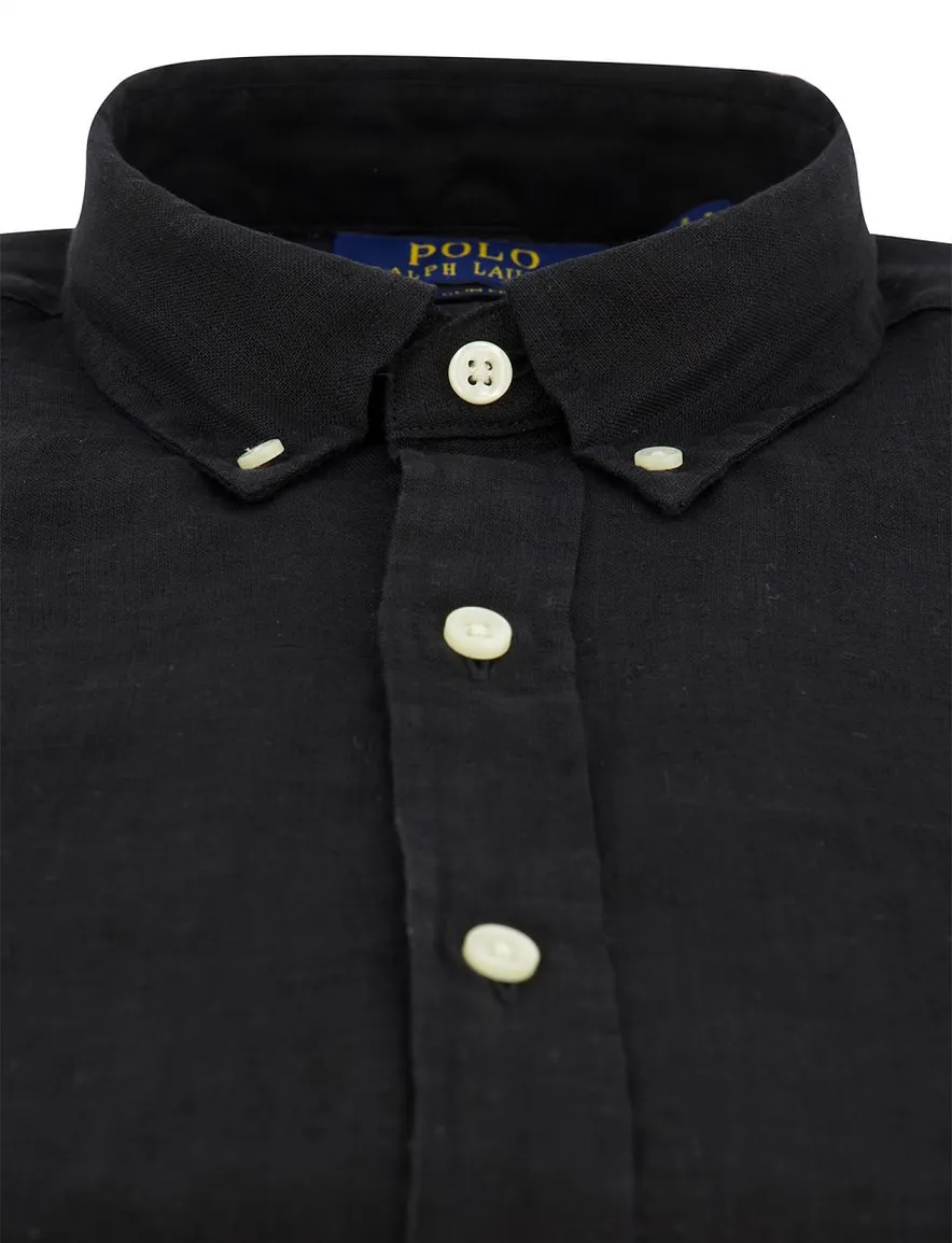 Polo Ralph Lauren Slim fit overhemd zwart linnen