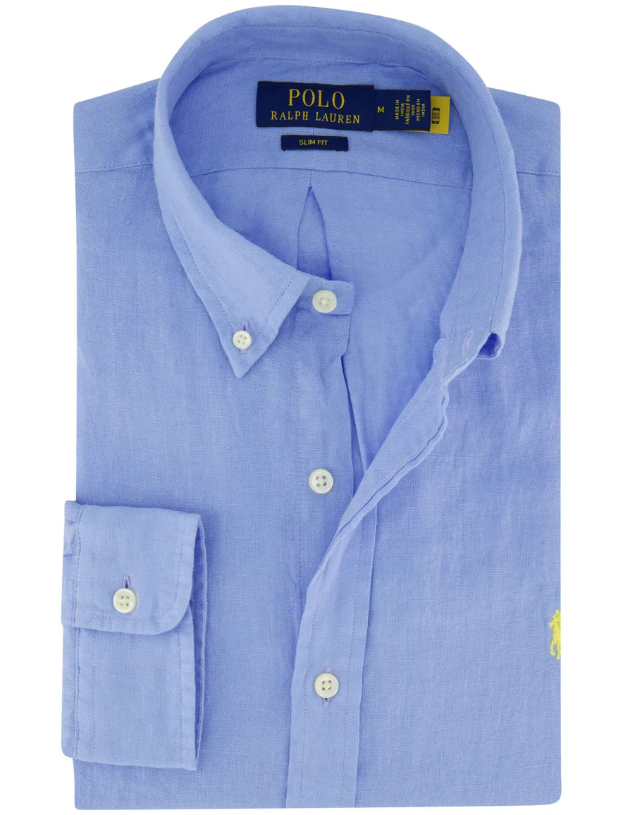 Polo Ralph Lauren overhemd Slim Fit lichtblauw linnen