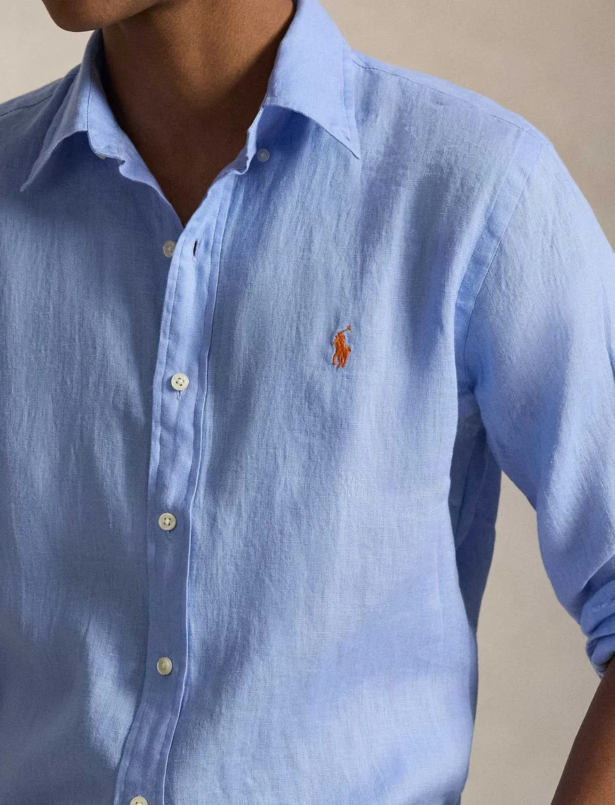 Polo Ralph Lauren overhemd Slim Fit lichtblauw linnen