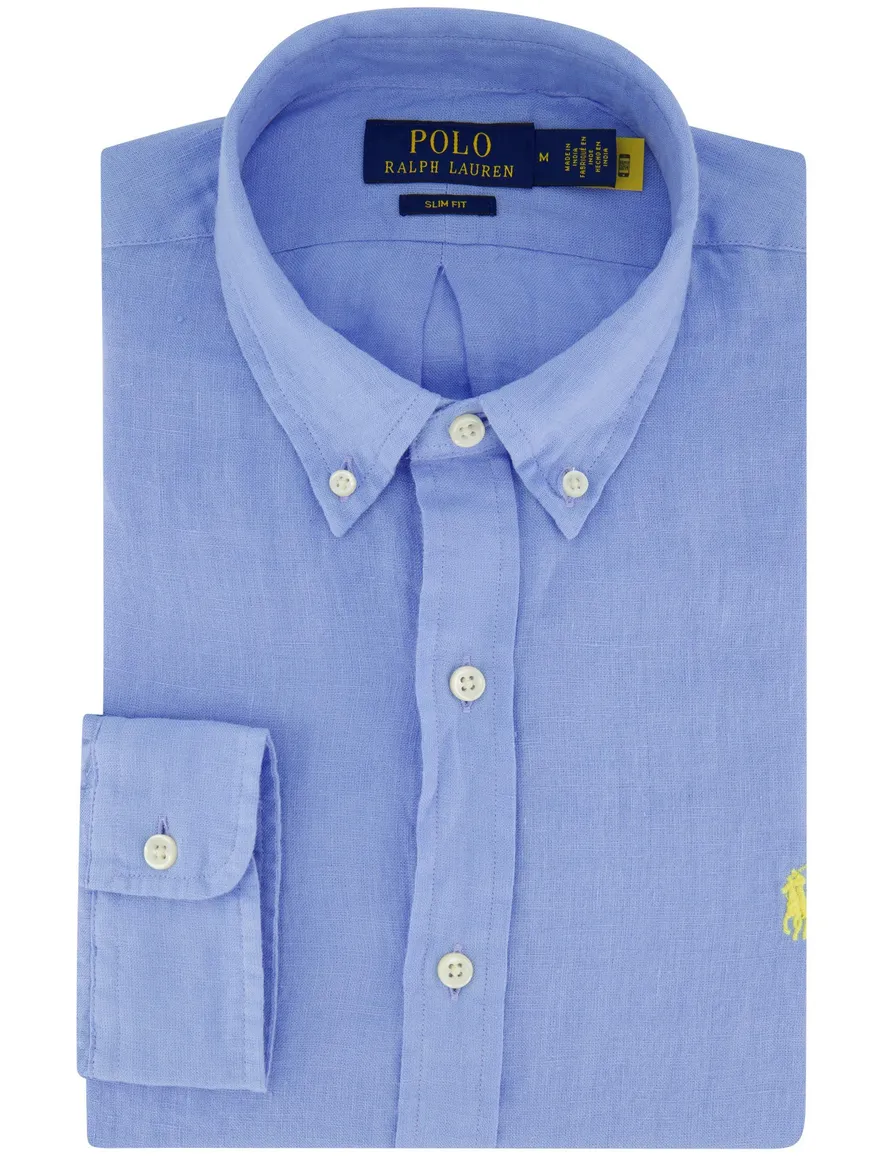 Polo Ralph Lauren overhemd Slim Fit lichtblauw linnen