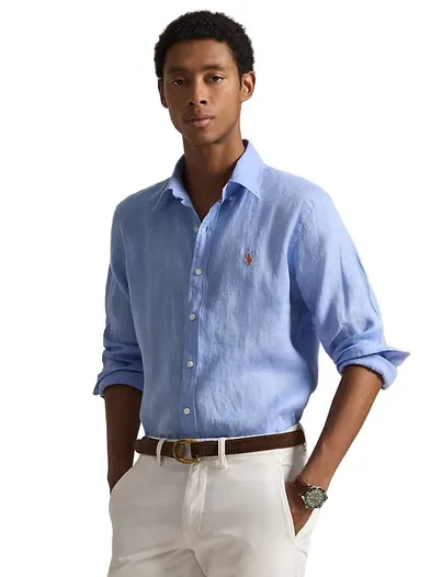 Polo Ralph Lauren Polo Ralph Lauren overhemd Slim Fit lichtblauw linnen