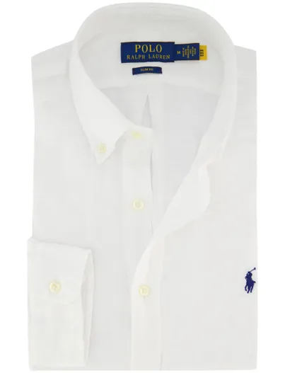 Polo Ralph Lauren Overhemd Polo Ralph Lauren Slim Fit wit linnen effen