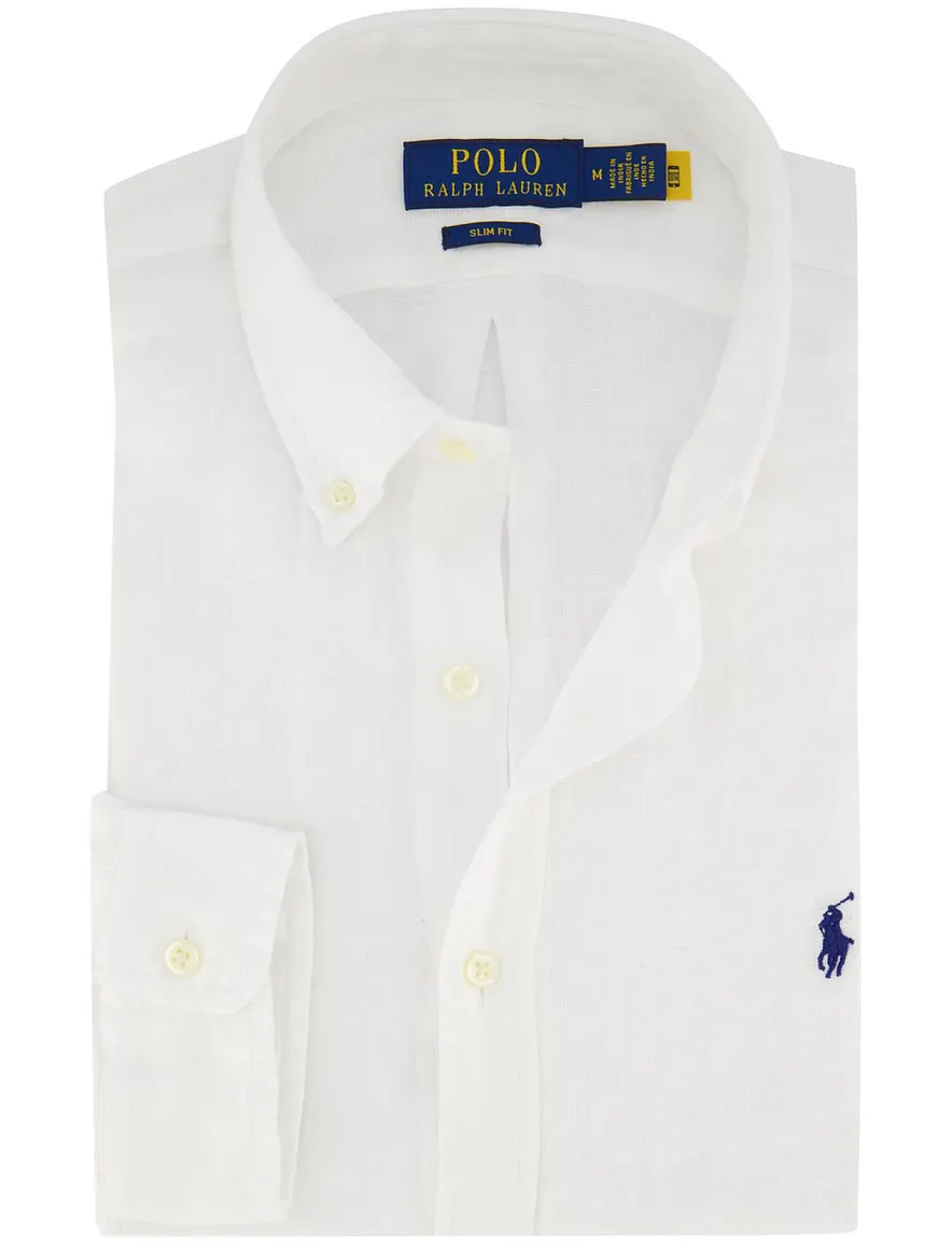 Polo Ralph Lauren Slim fit overhemd wit linnen
