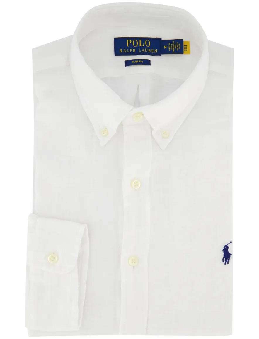 Polo Ralph Lauren Slim fit overhemd wit linnen