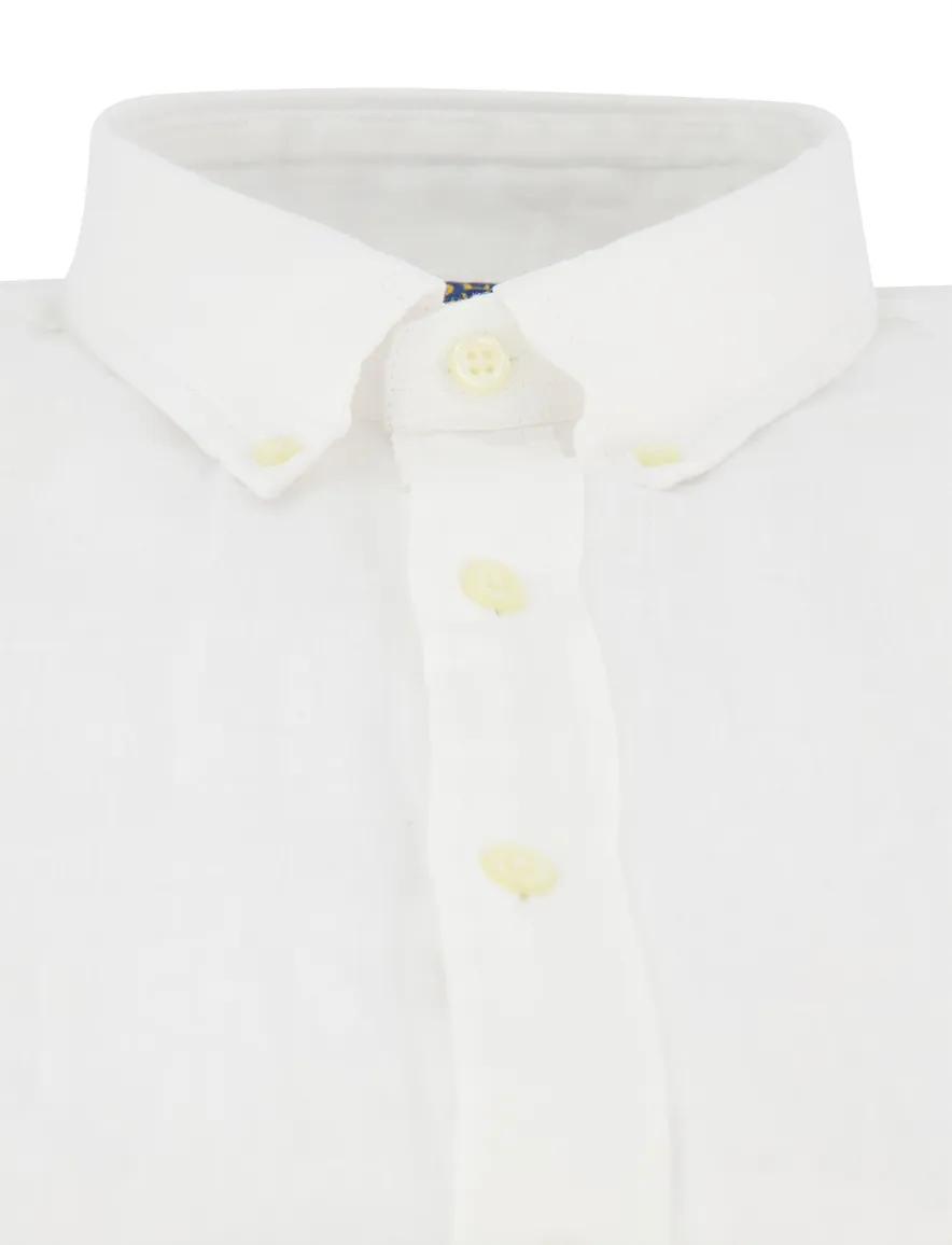 Polo Ralph Lauren Slim Fit overhemd wit linnen effen