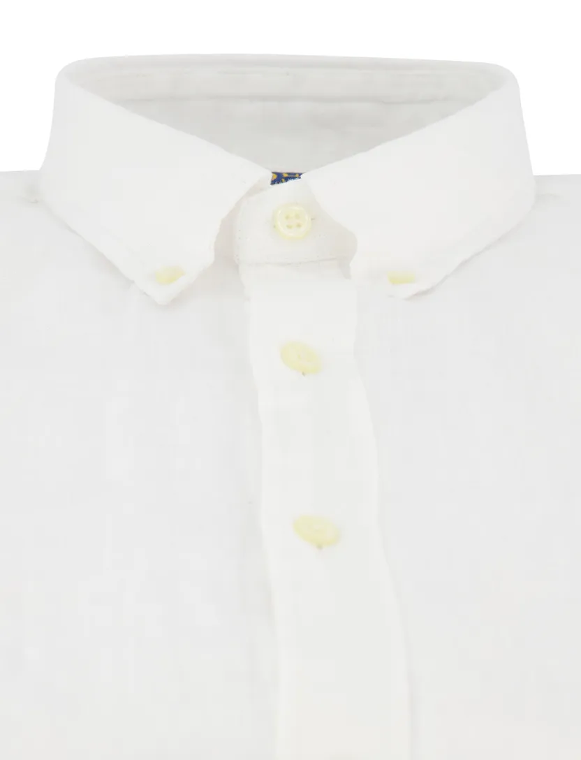 Witte linnen Polo Ralph Lauren Slim Fit overhemd
