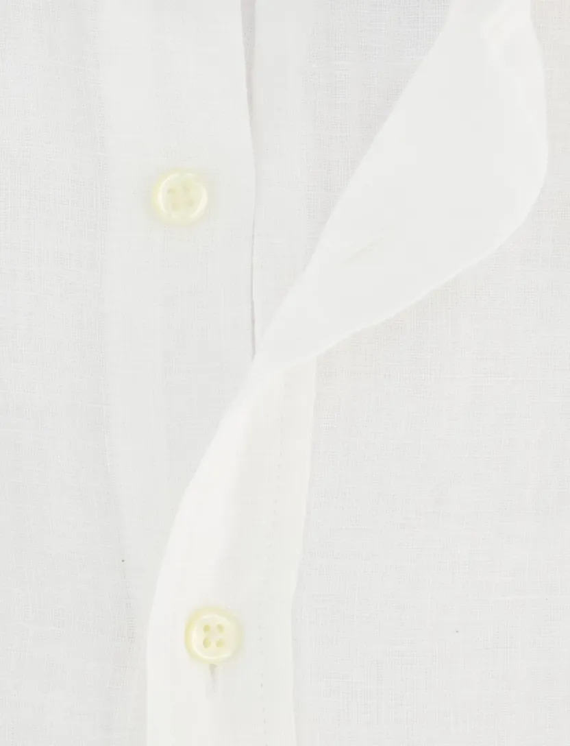 Witte linnen Polo Ralph Lauren Slim Fit overhemd
