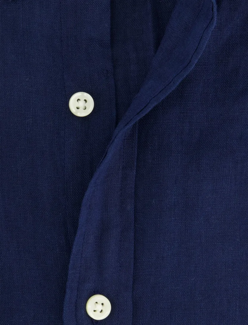 Navy linnen Polo Ralph Lauren Slim Fit overhemd