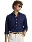 Polo Ralph Lauren Slim Fit overhemd donkerblauw linnen