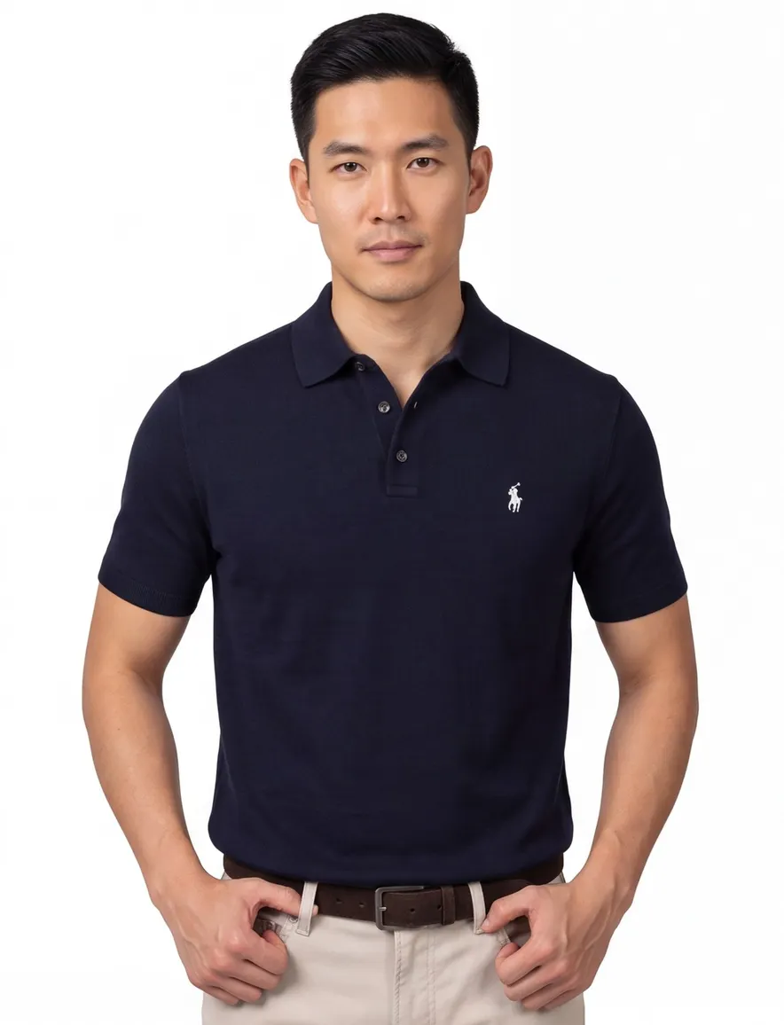 Polo Ralph Lauren polo donkerblauw gebreid