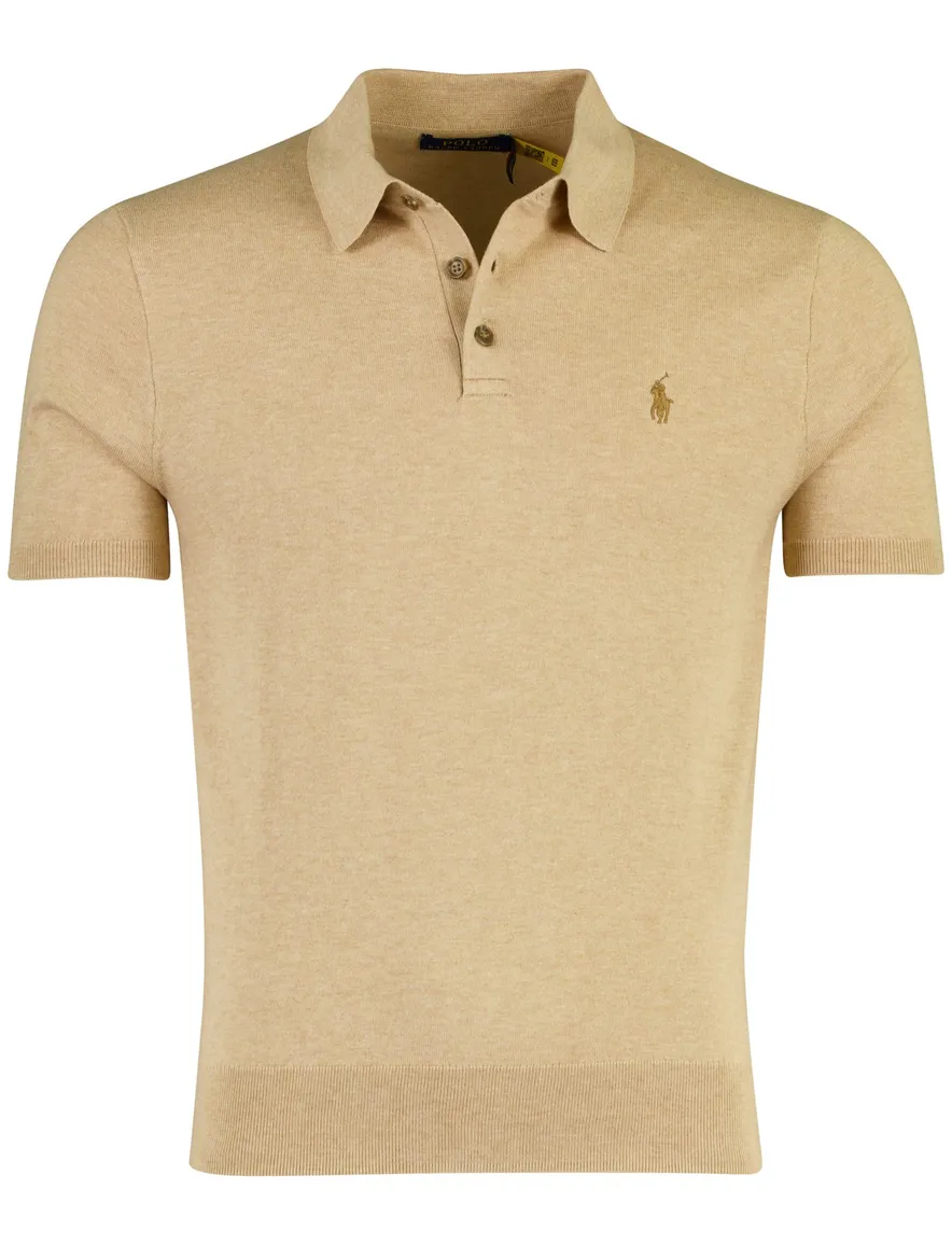 Bruine poloshirt Ralph Lauren normale fit 3 knopen