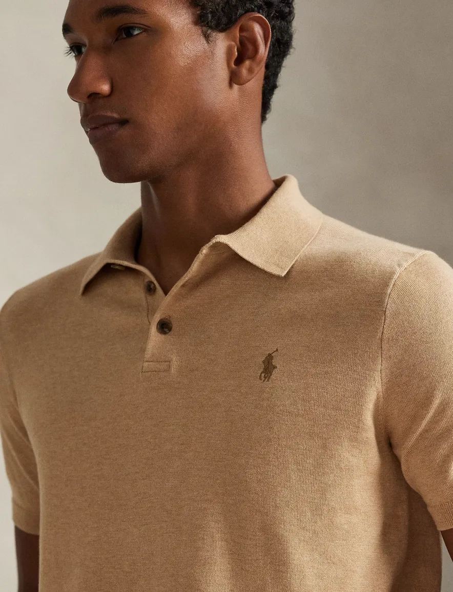 Bruine poloshirt Ralph Lauren normale fit 3 knopen