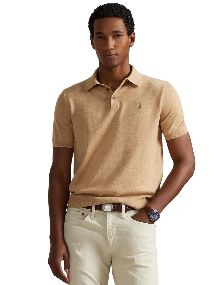 Bruine poloshirt Ralph Lauren normale fit 3 knopen