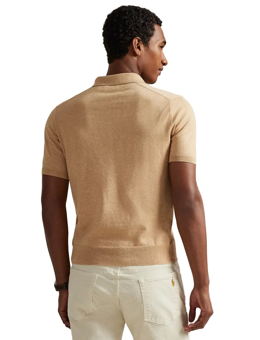 Bruine poloshirt Ralph Lauren normale fit 3 knopen