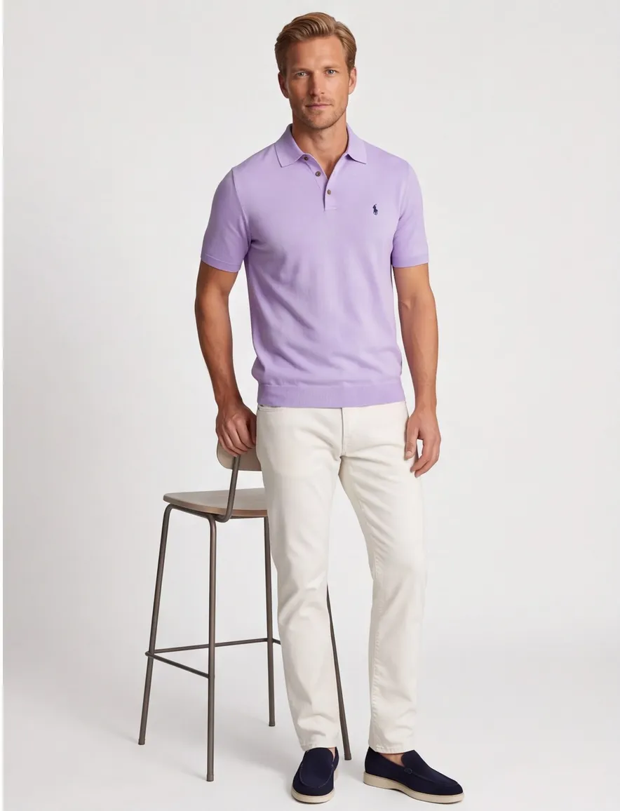 Poloshirt Polo Ralph Lauren Classic Fit paars wijde fit