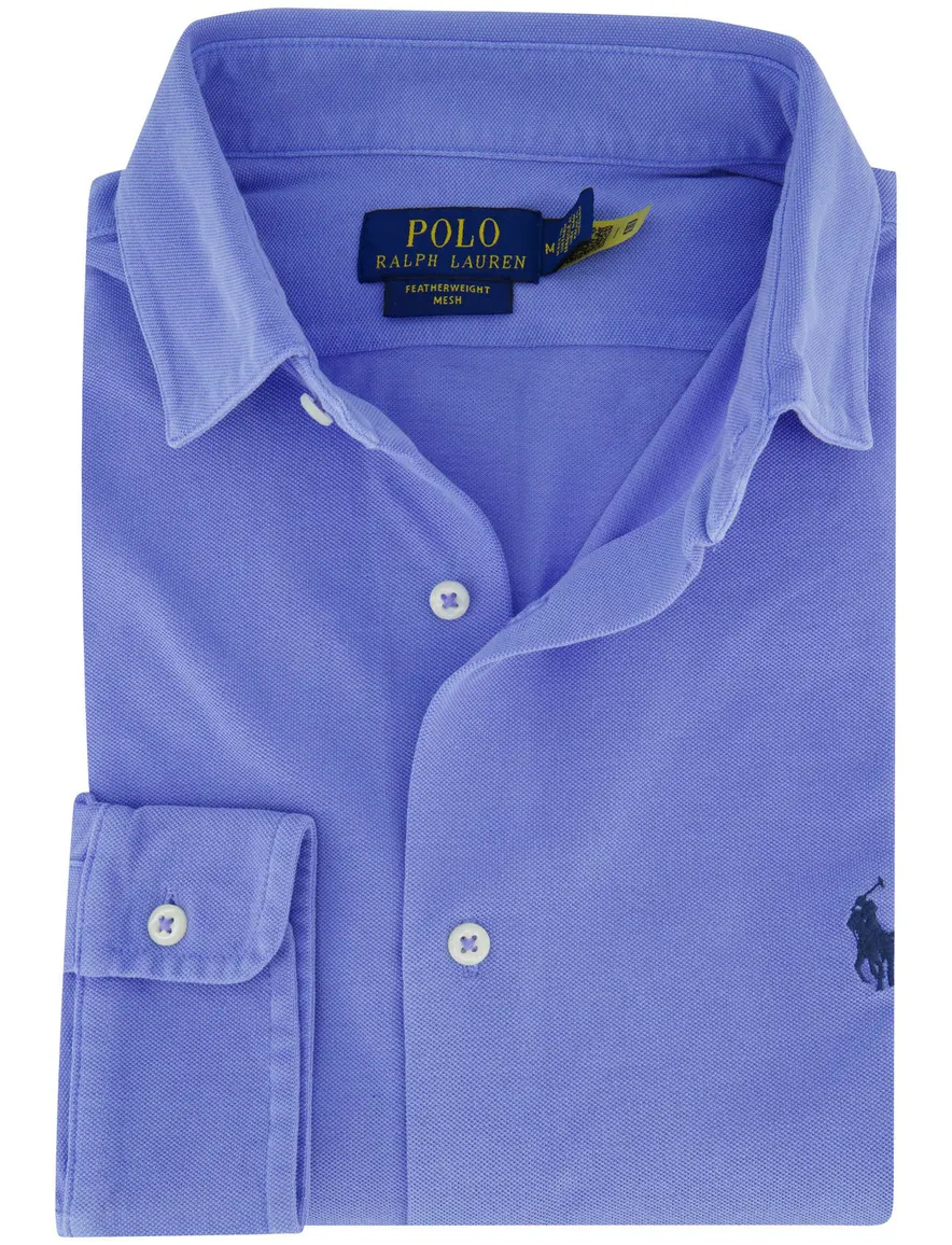Polo Ralph Lauren overhemd Slim Fit blauw knitted