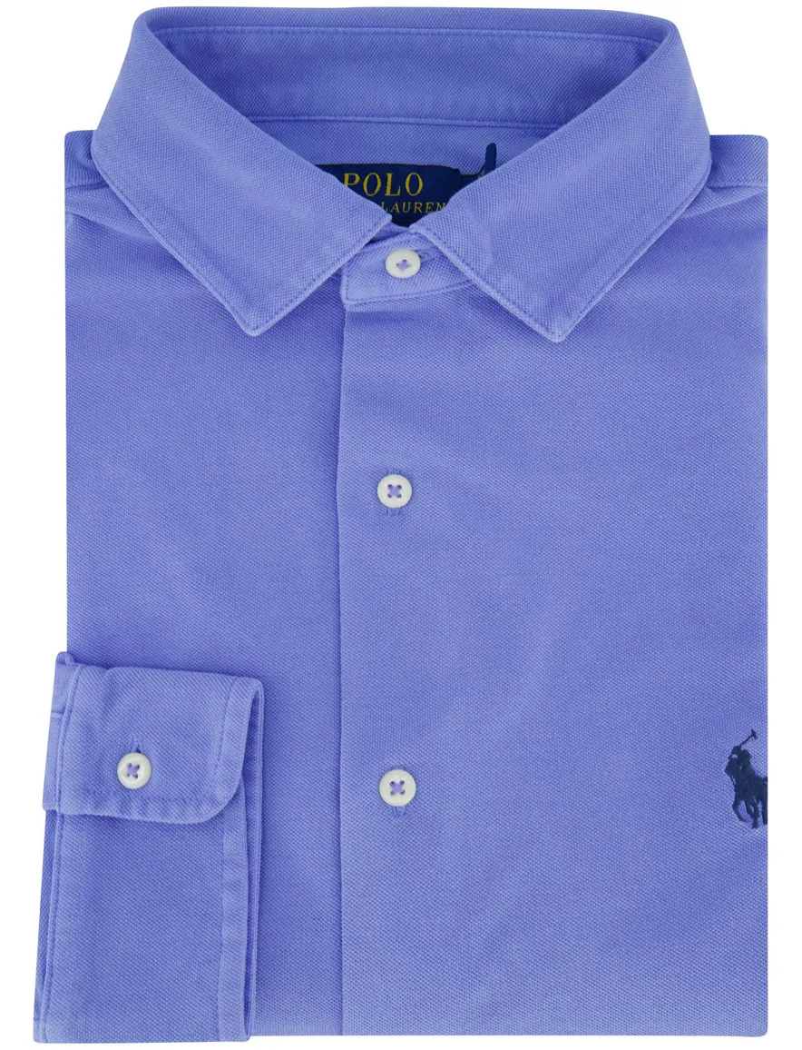 Polo Ralph Lauren overhemd Slim Fit blauw knitted