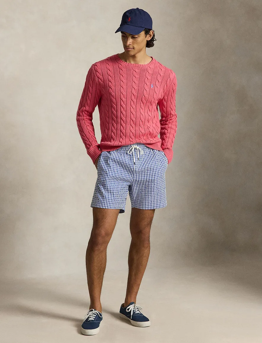 Polo Ralph Lauren blauwe geruite zwembroek katoen elastische band