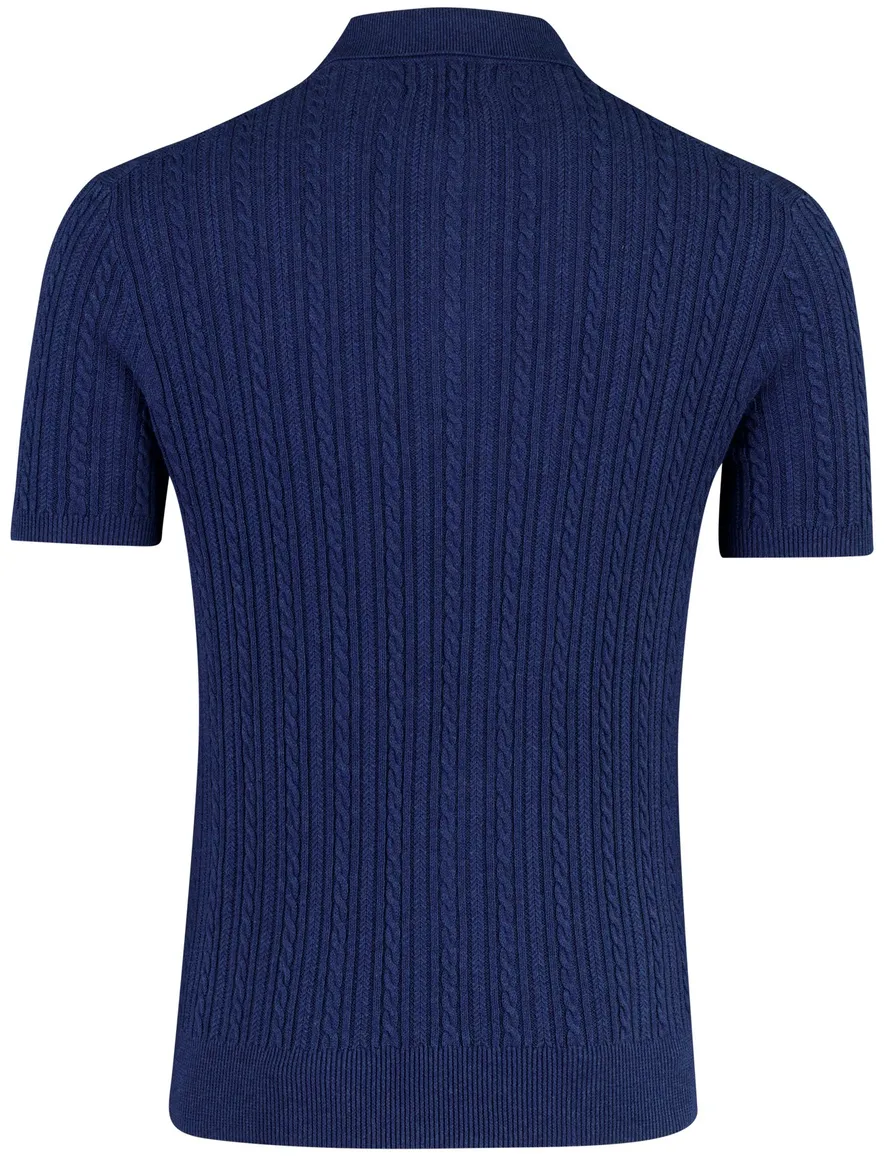 donkerblauw poloshirt Ralph Lauren kabelstructuur
