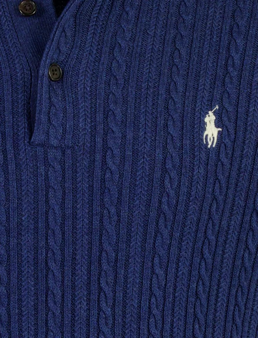 donkerblauw poloshirt Ralph Lauren kabelstructuur