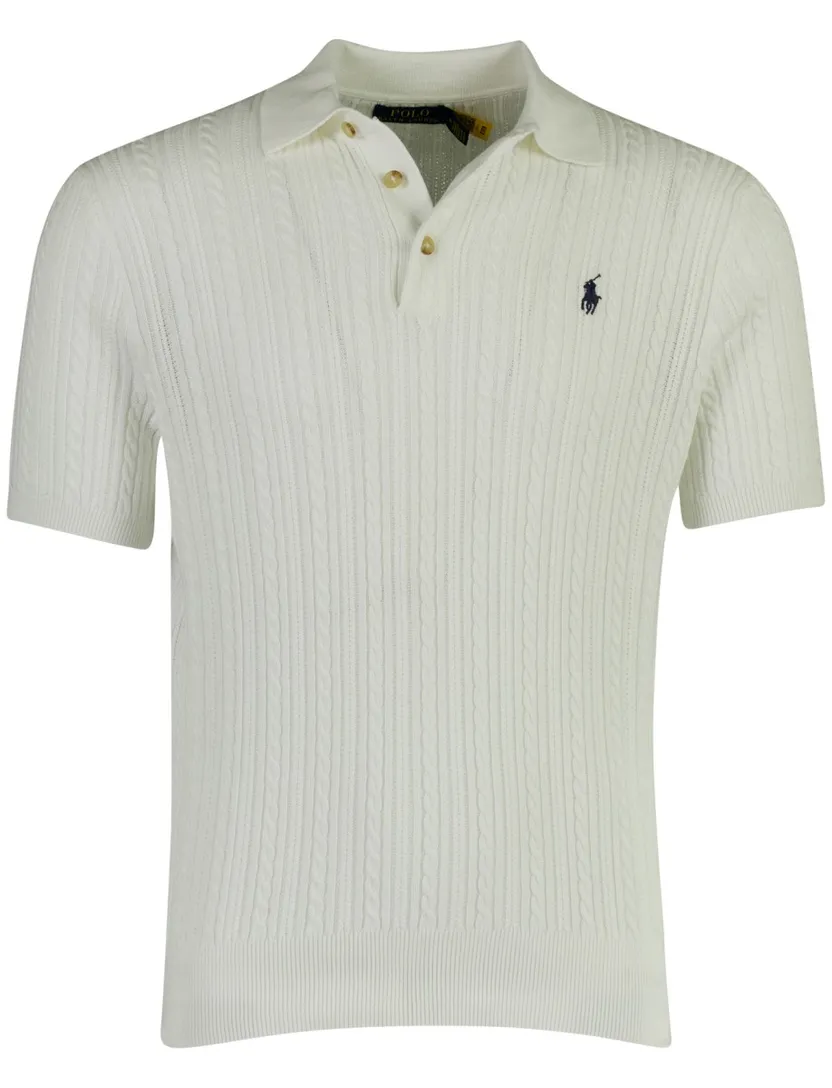 Wit poloshirt Polo Ralph Lauren gebreid 3 knoops